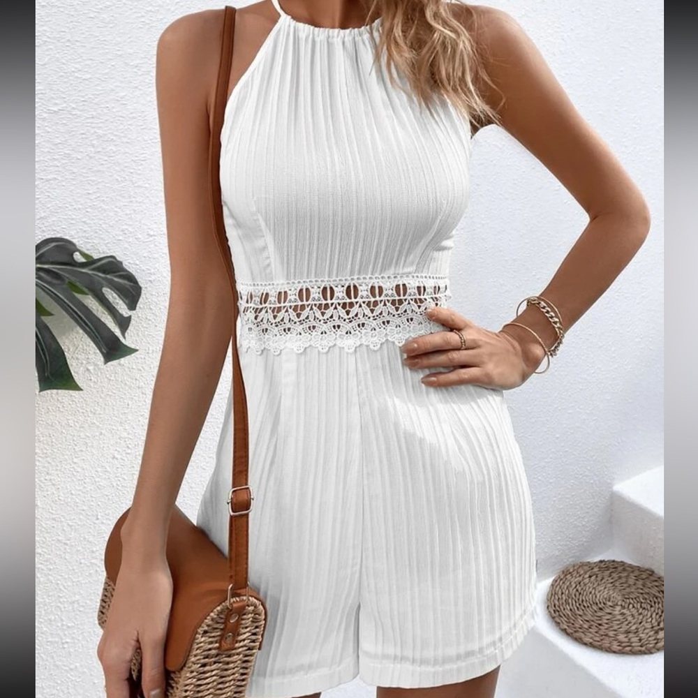 White backless romper
